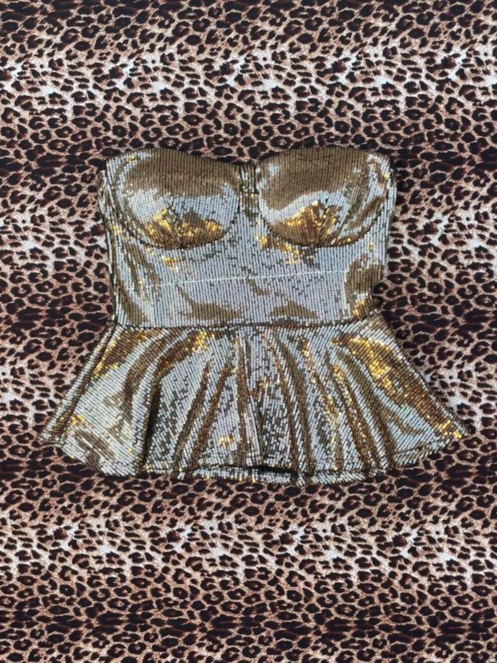 2000s glam sequin peplum top